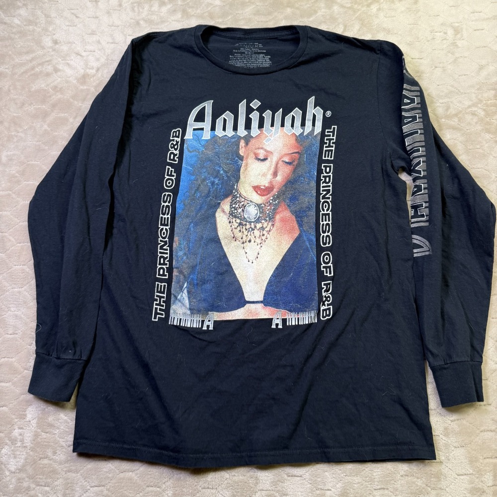 Aaliyah The Princess Of R&B Graphic Long Sleeve Shirt Sz Lg Good Shape